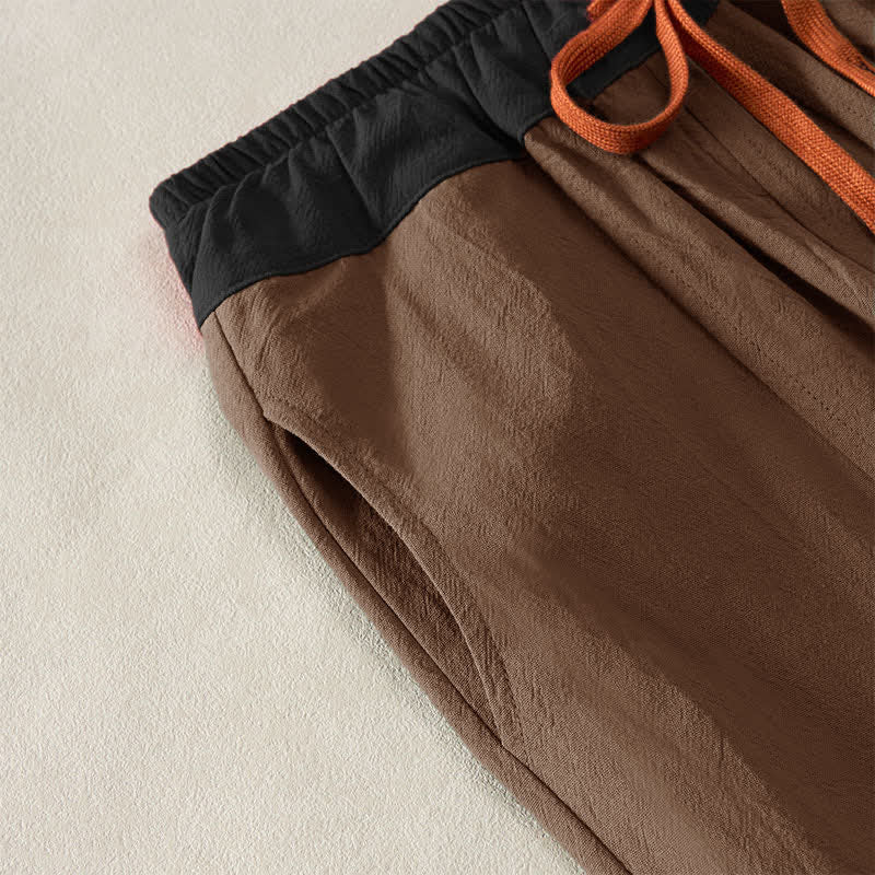 Buddha Stones Color Contrast Corduroy Cotton Women's Thermal Fleece-Lined Harem Pants With Pockets - image 48
