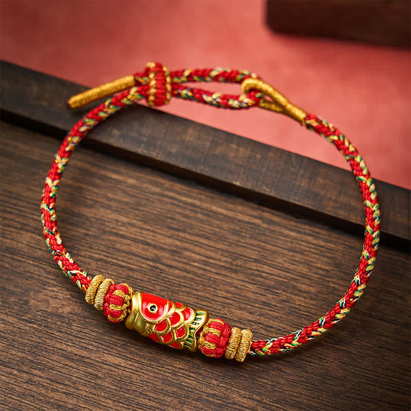 Buddha Stones Koi Fish Luck Hand-Woven String Bracelet - image 12