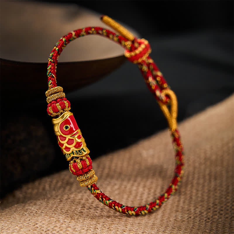 Buddha Stones Koi Fish Luck Hand-Woven String Bracelet - image 13