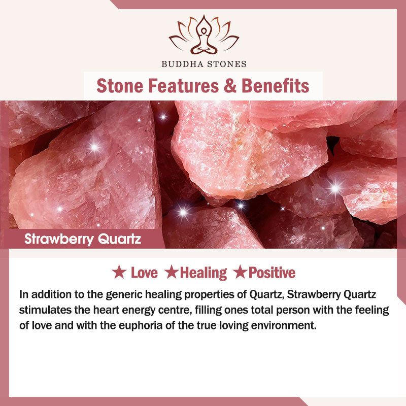 Buddha Stones "Wishing Love and Sweet Blessings"Strawberry Quartz Bracelet Includes Gift Message Card - image 15