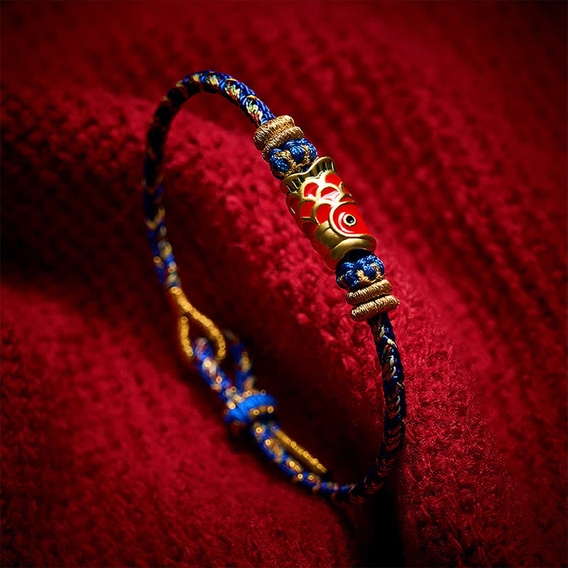 Buddha Stones Koi Fish Luck Hand-Woven String Bracelet - image 17