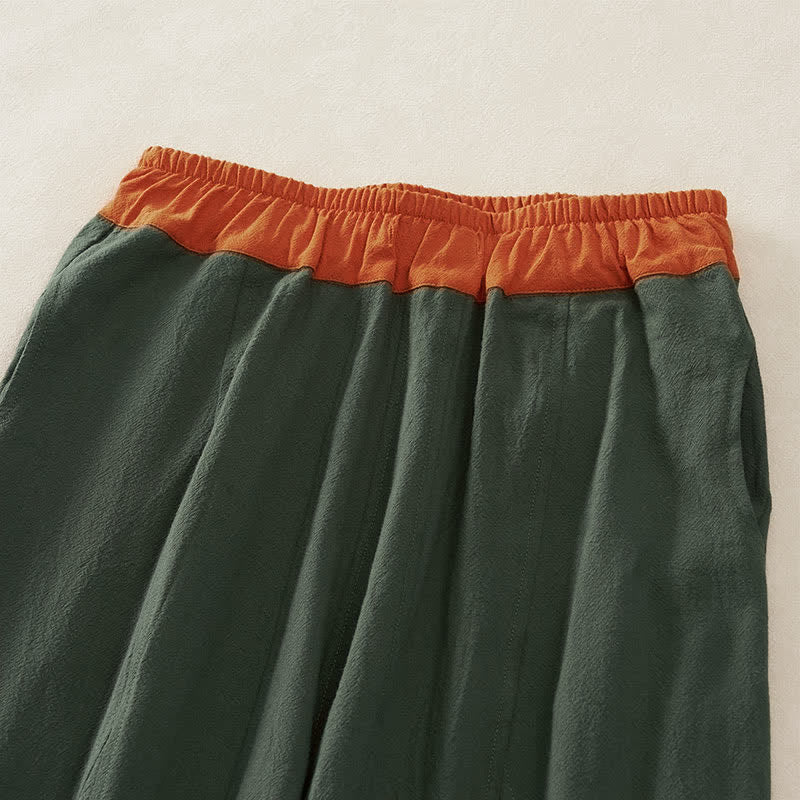 Buddha Stones Color Contrast Corduroy Cotton Women's Thermal Fleece-Lined Harem Pants With Pockets - image 38