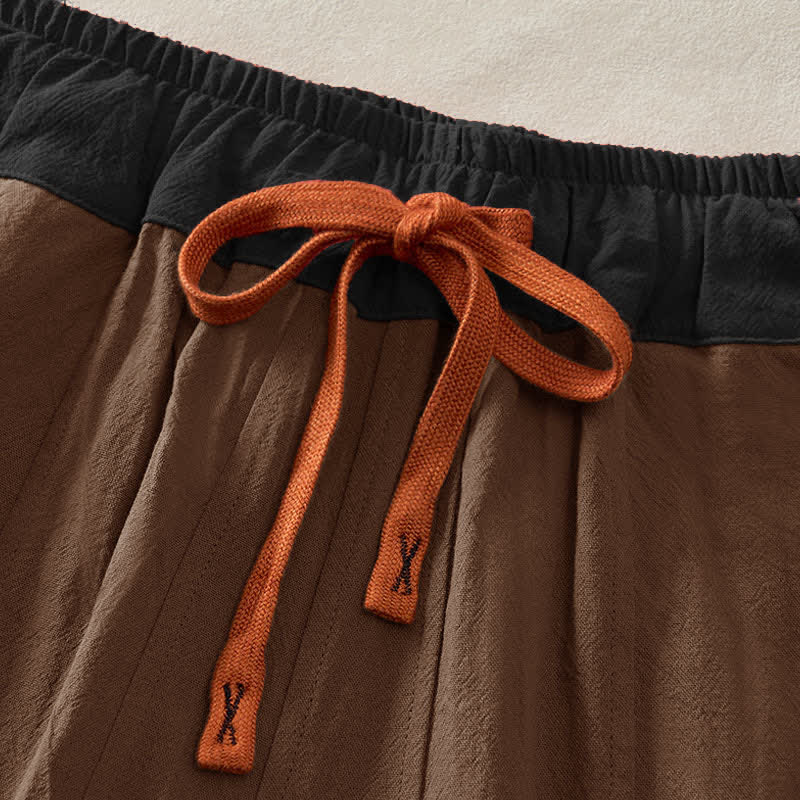 Buddha Stones Color Contrast Corduroy Cotton Women's Thermal Fleece-Lined Harem Pants With Pockets - image 49