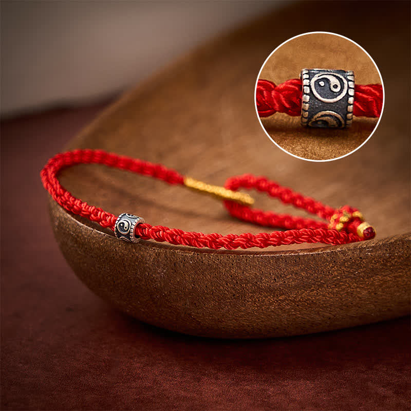 Buddha Stones Black Red String Yin Yang Protection Hand-Woven Minimalist Bracelet - Bright Red - Red String(Protection♥Luck) - image 0