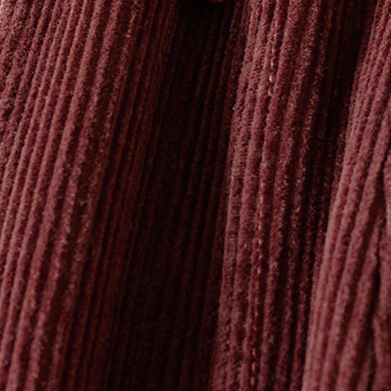 Buddha Stones Color Contrast Corduroy Cotton Women's Thermal Fleece-Lined Harem Pants With Pockets - image 32