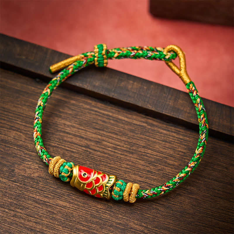 Buddha Stones Koi Fish Luck Hand-Woven String Bracelet - image 1