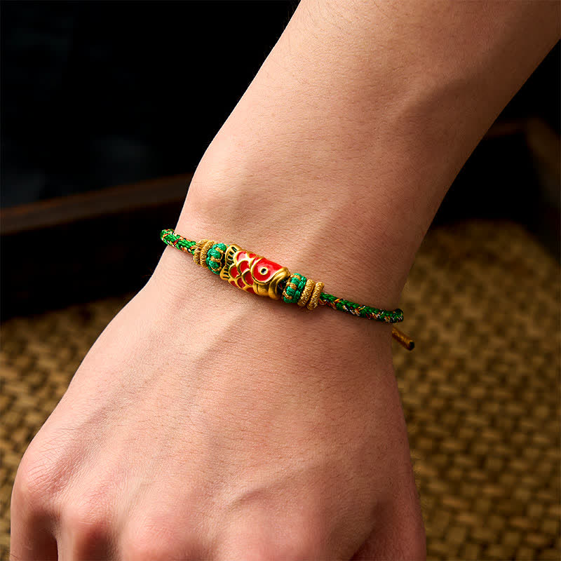 Buddha Stones Koi Fish Luck Hand-Woven String Bracelet - image 3