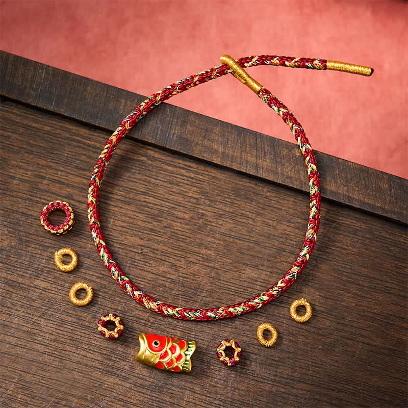 Buddha Stones Koi Fish Luck Hand-Woven String Bracelet - image 10