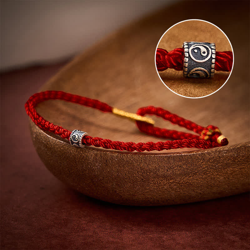 Buddha Stones Black Red String Yin Yang Protection Hand-Woven Minimalist Bracelet - Wine Red - Red String(Protection♥Luck) - image 7