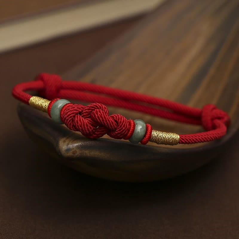Buddha Stones Red String Jade Luck Fortune Knot Braided Couple Bracelet Bracelet BS 2