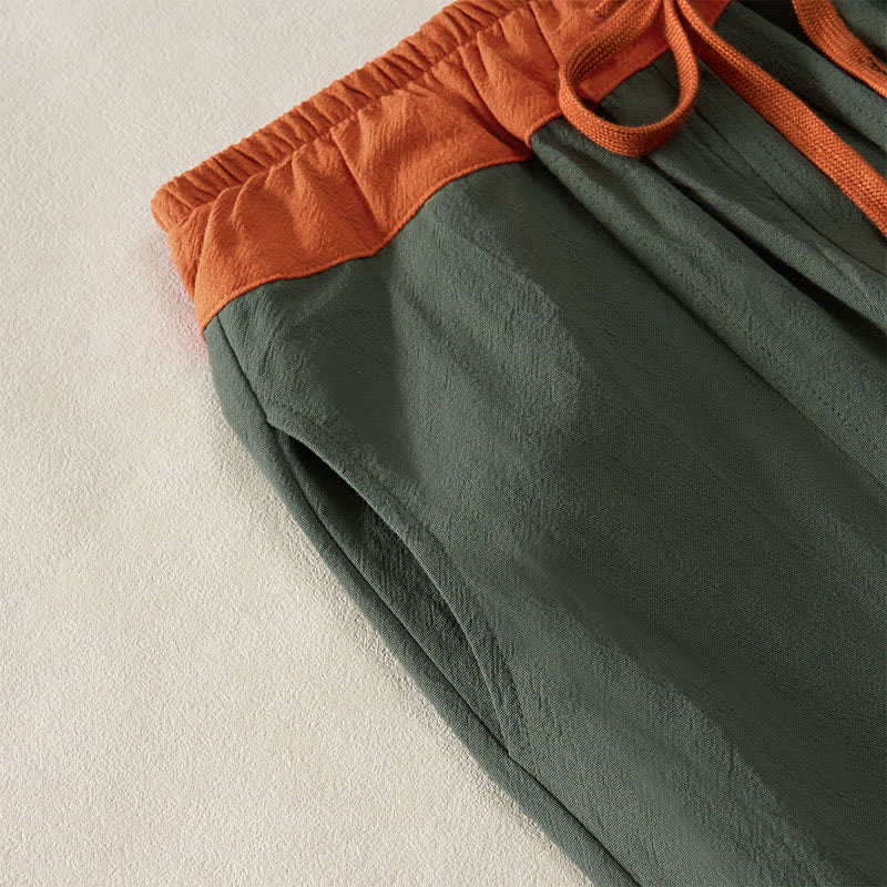Buddha Stones Color Contrast Corduroy Cotton Women's Thermal Fleece-Lined Harem Pants With Pockets - image 36