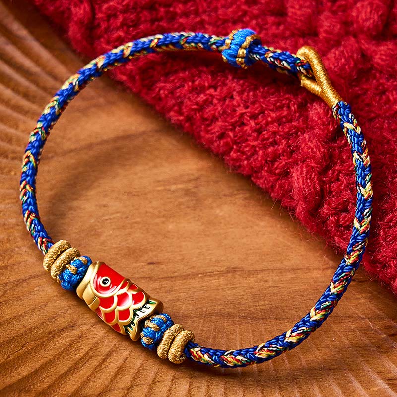 Buddha Stones Koi Fish Luck Hand-Woven String Bracelet - Blue With Koi Fish Accessory - image 16