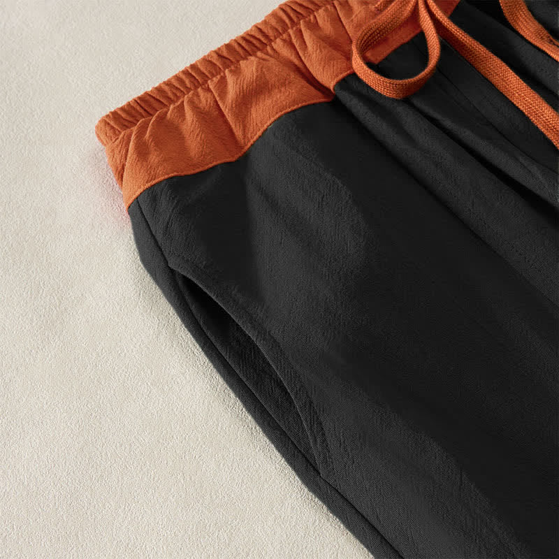 Buddha Stones Color Contrast Corduroy Cotton Women's Thermal Fleece-Lined Harem Pants With Pockets - image 42