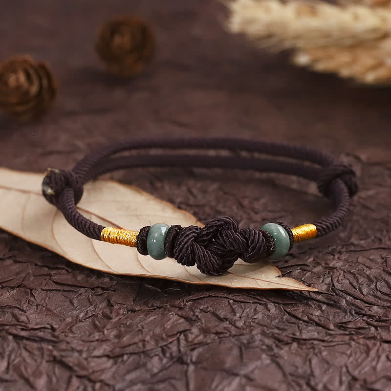 Buddha Stones Red String Jade Luck Fortune Knot Braided Couple Bracelet Bracelet BS 11